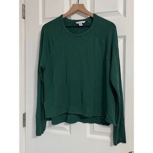 Athleta Coaster Luxe Sweatshirt Green Tencel Modal Pullover Athleisure L